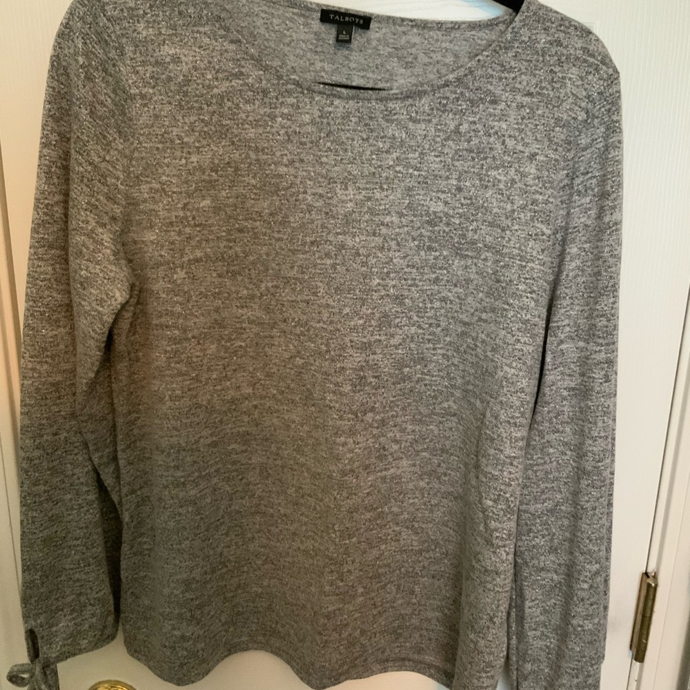 Talbots Heather Gray/Silver Knit Top